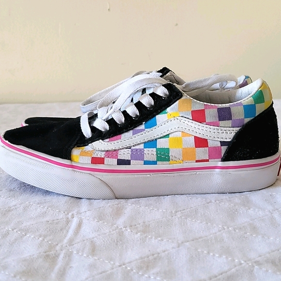 Vans Multi Color Checker Sneakers Sz 3.5 - Picture 3 of 6